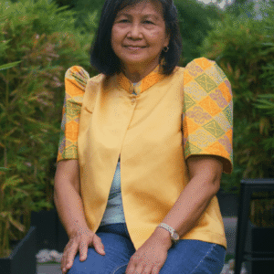 Yellow Filipiniana Top with Yakan Sleeves